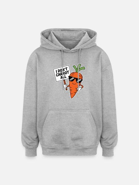 Jeg gulroter ikke alle ordspill grønnsaker - Oversized unisex-hettegenser - gråmelert
