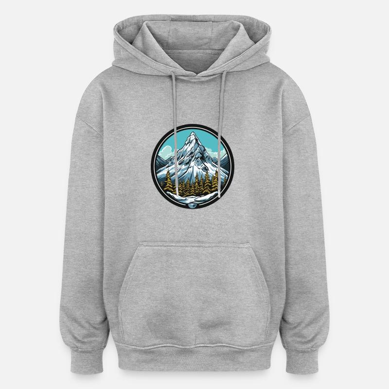 Monts de Berge - Sweat à capuche oversize unisexe - gris chiné