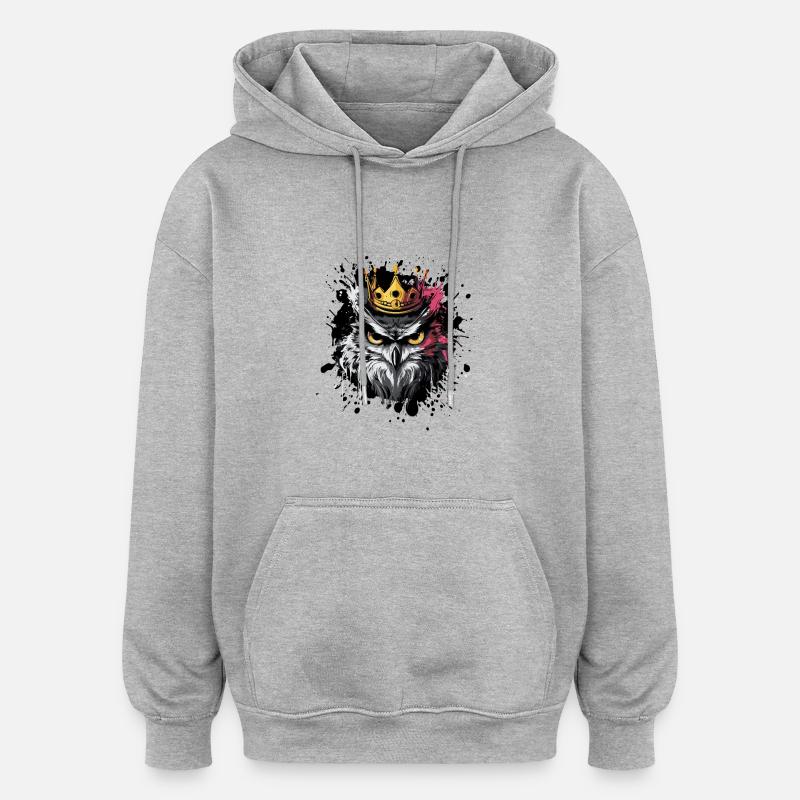 eule tier - Oversized Unisex Hoodie - Grau meliert