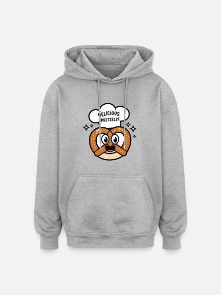 DELICIOUS PRETZELS - Oversized Unisex Hoodie - heather grey