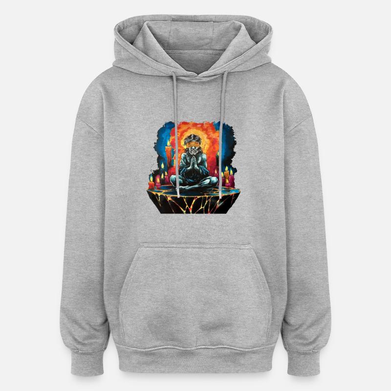 PAIX NATURELLE DE L’ÂME - Sweat à capuche oversize unisexe - gris chiné