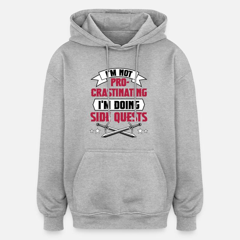 Procrastiner2 - Sweat à capuche oversize unisexe - gris chiné