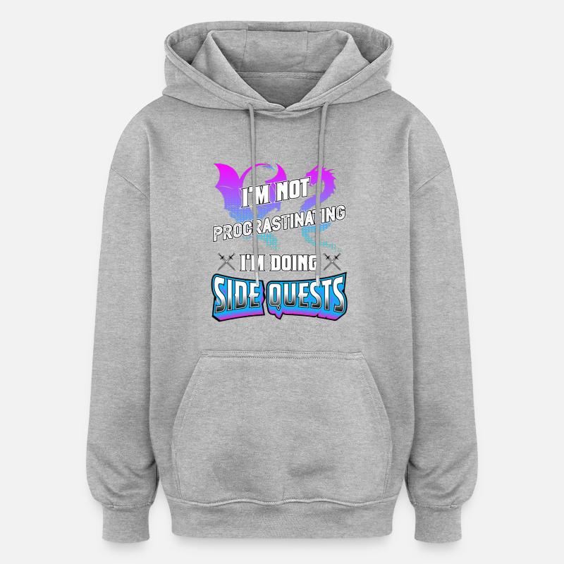 Procrastiner1 - Sweat à capuche oversize unisexe - gris chiné