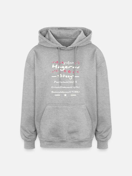 Hägerau Text and Info - Oversized Unisex Hoodie - heather grey