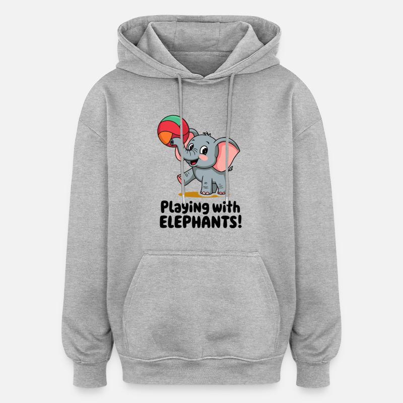 ÉLÉPHANT - Sweat à capuche oversize unisexe - gris chiné