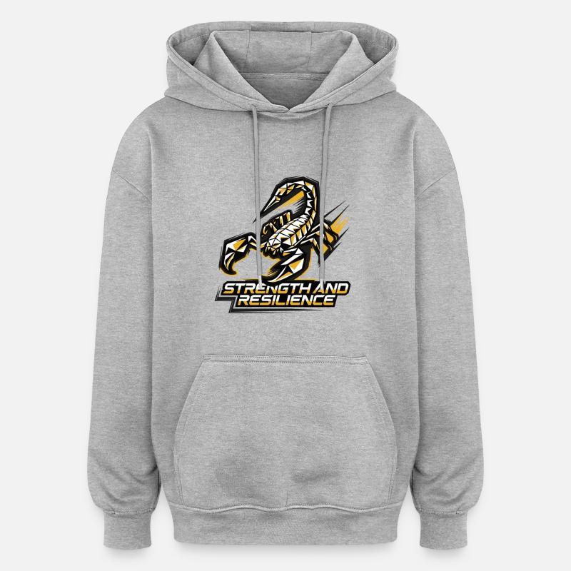 FORCE ET RÉSILIENCE - Sweat à capuche oversize unisexe - gris chiné