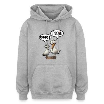 Die Bäädden Möwen - Möwe omg moin - Oversized Unisex Hoodie - Grau meliert - Vorne - Noah (186cm)