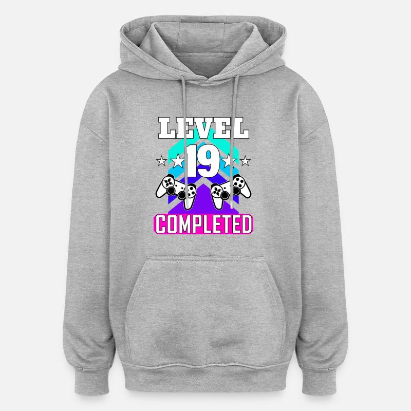 19 Anniversaire - Sweat à capuche oversize unisexe - gris chiné