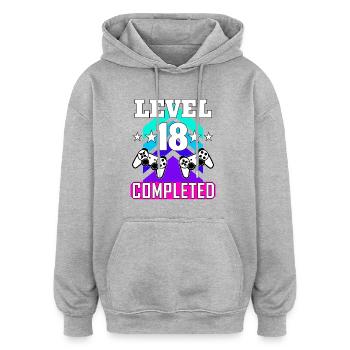 18 Anniversaire - Sweat à capuche oversize unisexe - gris chiné - Devant - Noah (186cm)