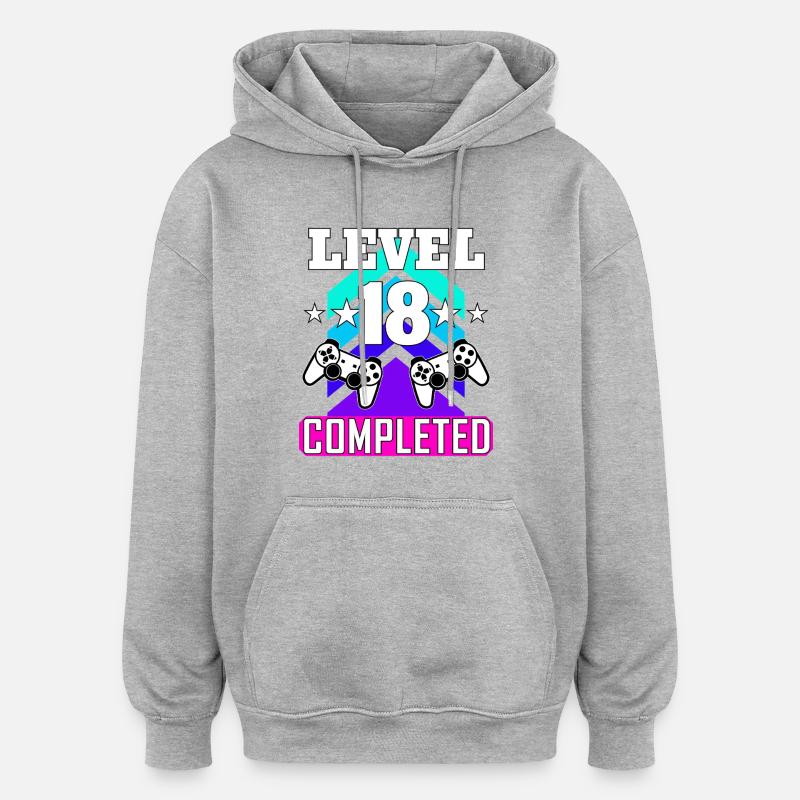 18 Anniversaire - Sweat à capuche oversize unisexe - gris chiné