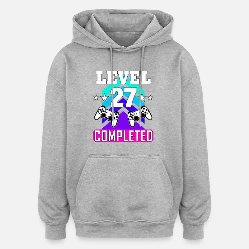 anniversaire de jeu haha comme - Sweat à capuche oversize unisexe - gris chiné