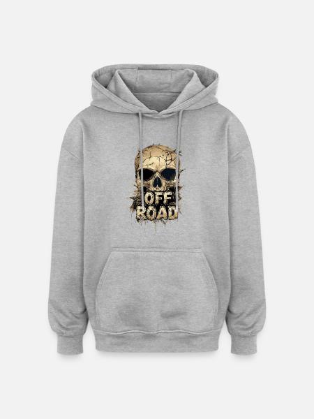 Offroad Skull 4x4 Gift - Oversized Unisex Hoodie - heather grey