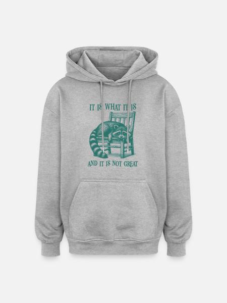 It Is What It Is And It Is Not Great Cool Raccoon - Oversized Unisex Hoodie - heather grey