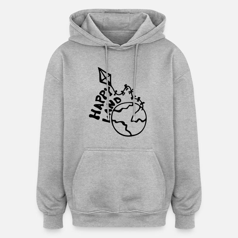 Happyland www.cahcc.site - Sweat à capuche oversize unisexe - gris chiné