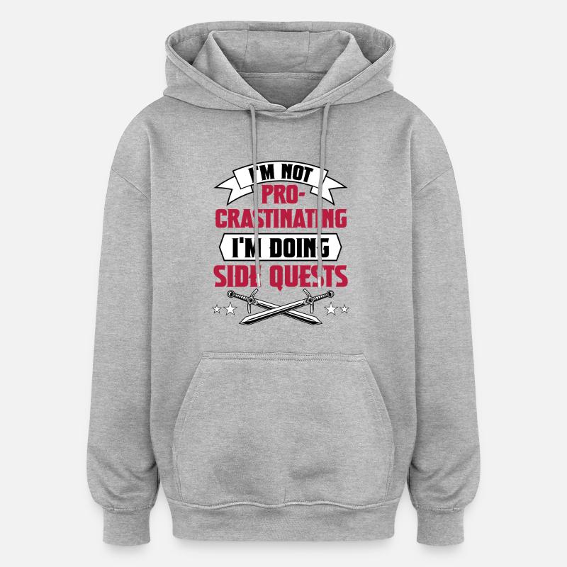 Procrastiner2 - Sweat à capuche oversize unisexe - gris chiné