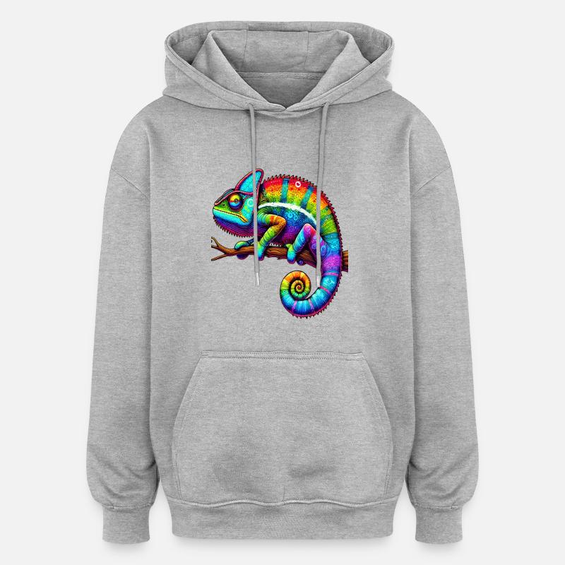 Caméléon - Sweat à capuche oversize unisexe - gris chiné
