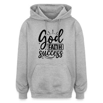 God. Belief. Success - Oversized Unisex Hoodie - heather grey - Front - Noah (186cm)