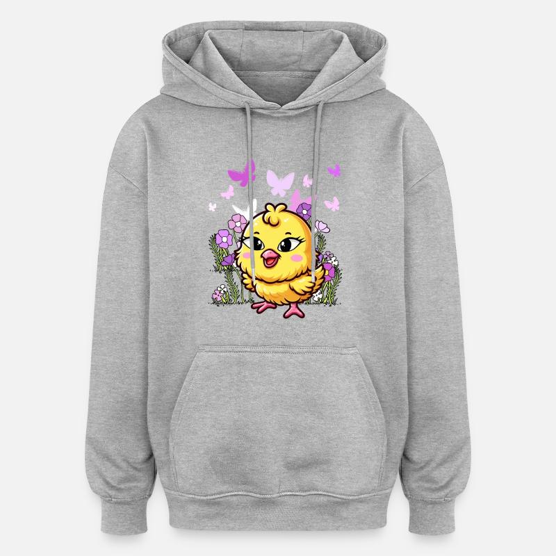 Küken Ostern Kind Kinder - Oversized Unisex Hoodie - Grau meliert
