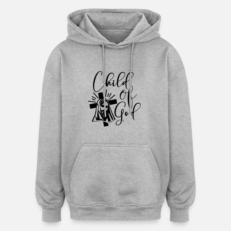 Enfant de Dieu - Sweat à capuche oversize unisexe - gris chiné