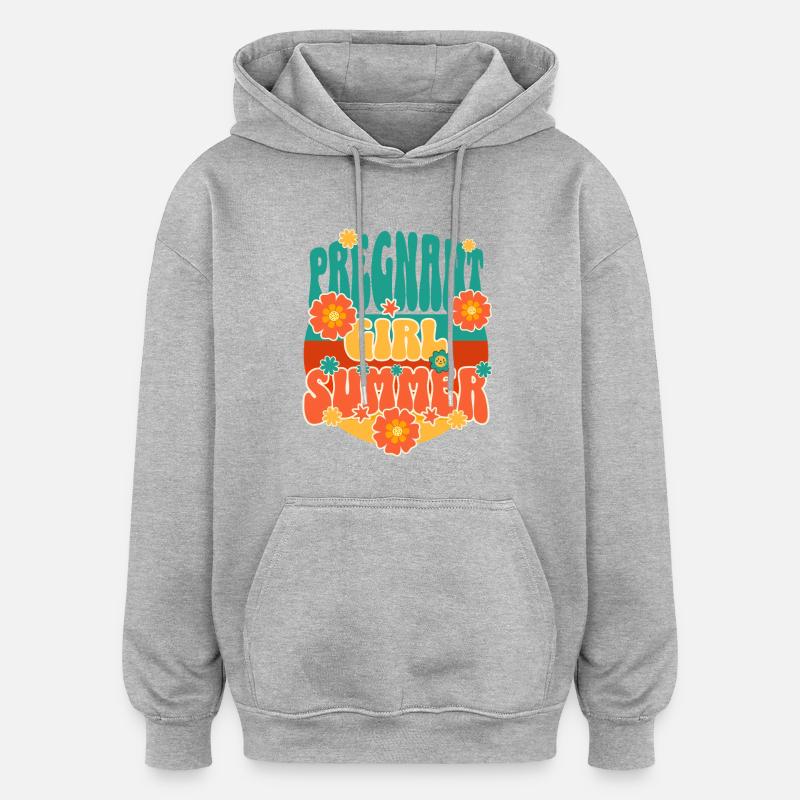 Fille enceinte Été Grossesse Vacances Maternité - Sweat à capuche oversize unisexe - gris chiné