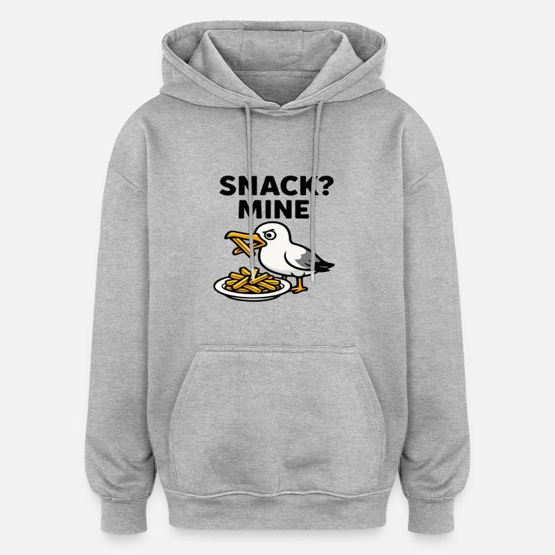 Möwe "SNACK MINE" - Oversized Unisex Hoodie - Grau meliert