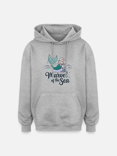 MERMAIDS, OF THE SEA - Oversized Unisex Hoodie - heather grey