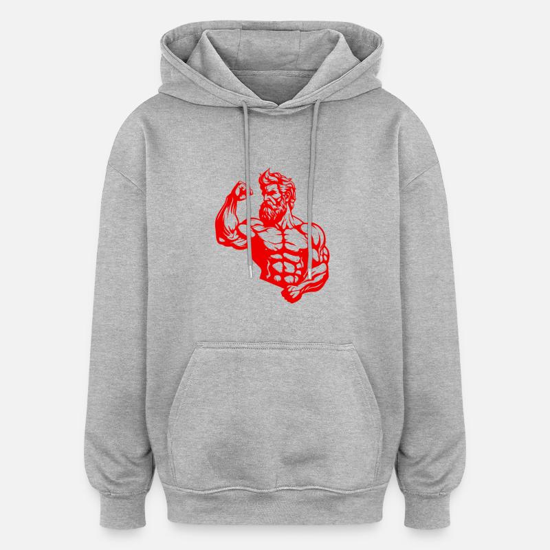 Statue antique du combattant grec - Sweat à capuche oversize unisexe - gris chiné
