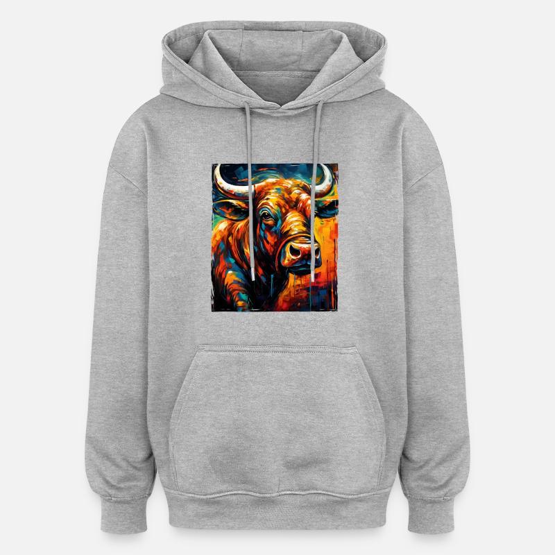 Bulle Porträt Taurus - Oversized Unisex Hoodie - Grau meliert