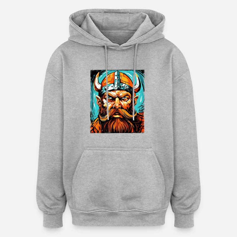 Wikinger Krieger Valhalla Odin - Oversized Unisex Hoodie - Grau meliert