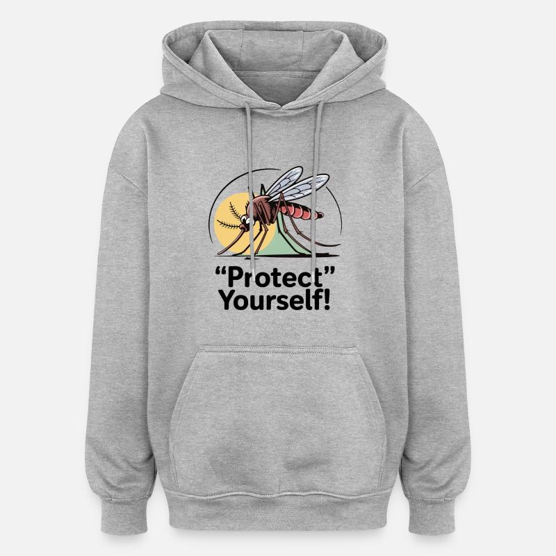 MOUSTIQUES, PROTÉGEZ-VOUS - Sweat à capuche oversize unisexe - gris chiné