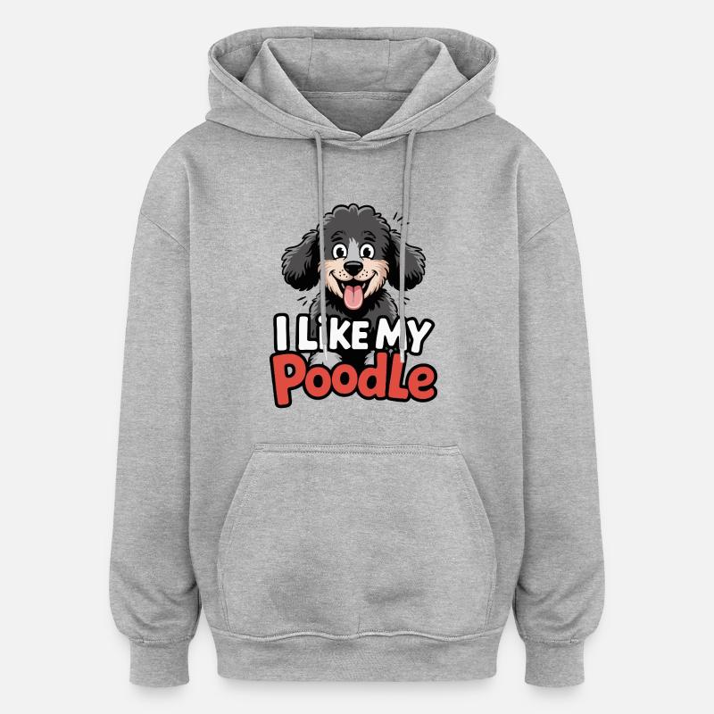 J’aime mon Caniche Hundeliebe - Sweat à capuche oversize unisexe - gris chiné