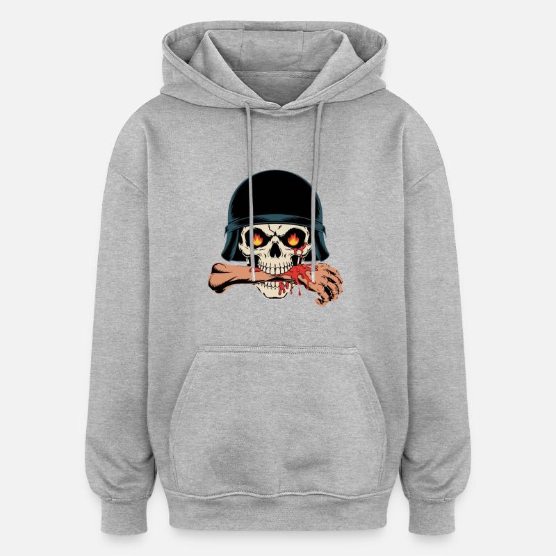 CRÂNE - Sweat à capuche oversize unisexe - gris chiné