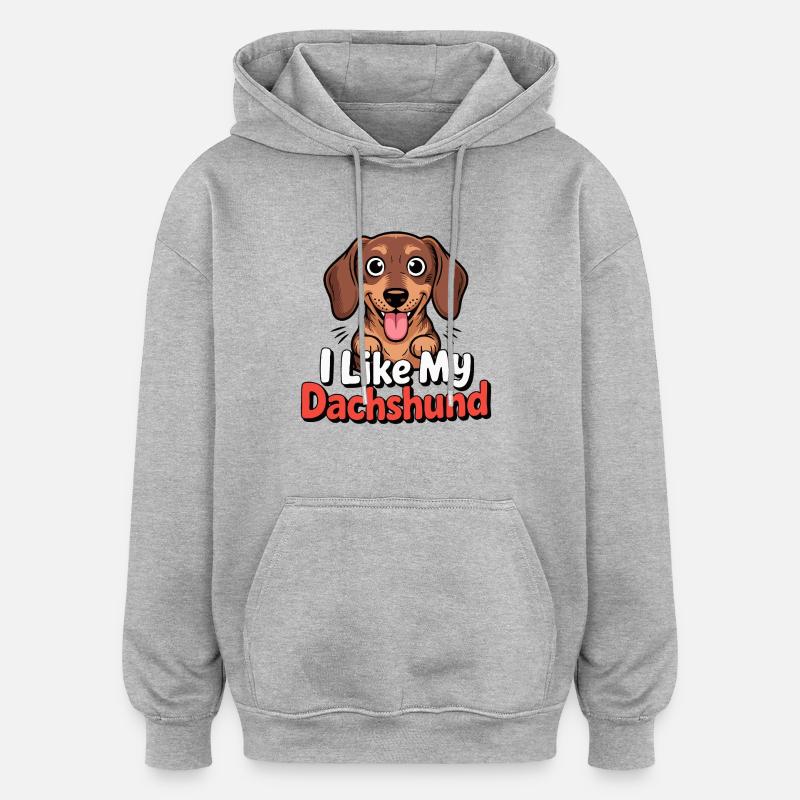 J’aime mon Chien Teckel Love - Sweat à capuche oversize unisexe - gris chiné