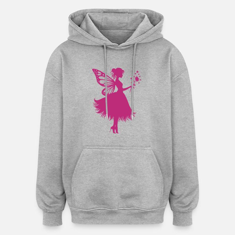 Fée magique avec fleur - Sweat à capuche oversize unisexe - gris chiné