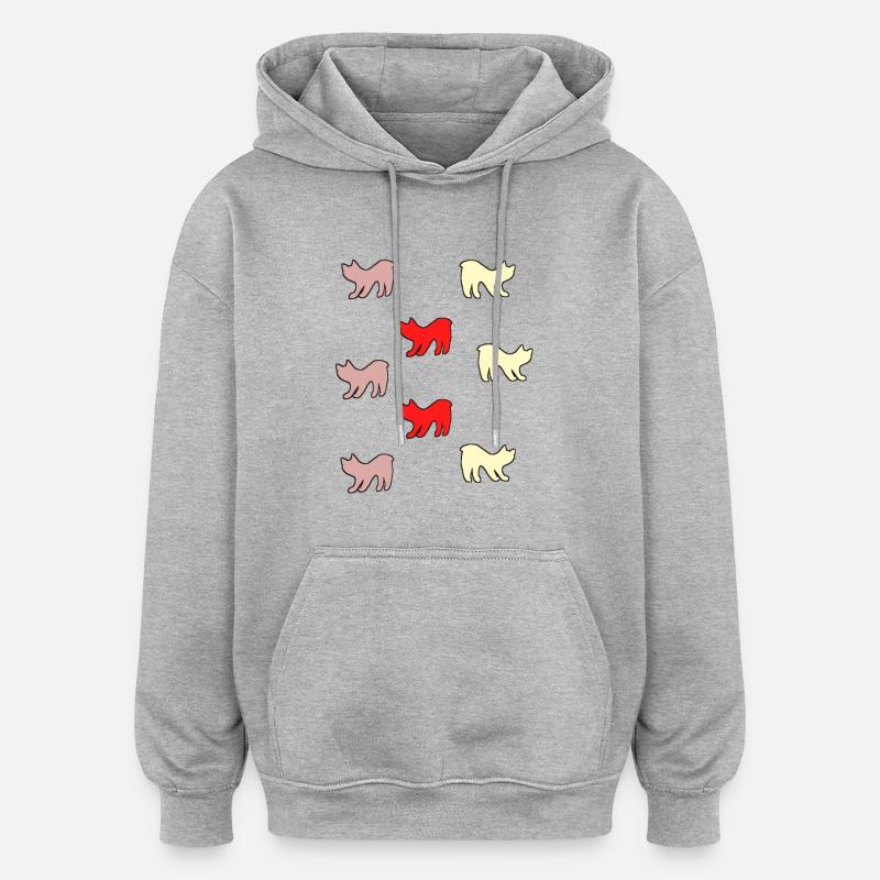 Chats sans queue - Sweat à capuche oversize unisexe - gris chiné