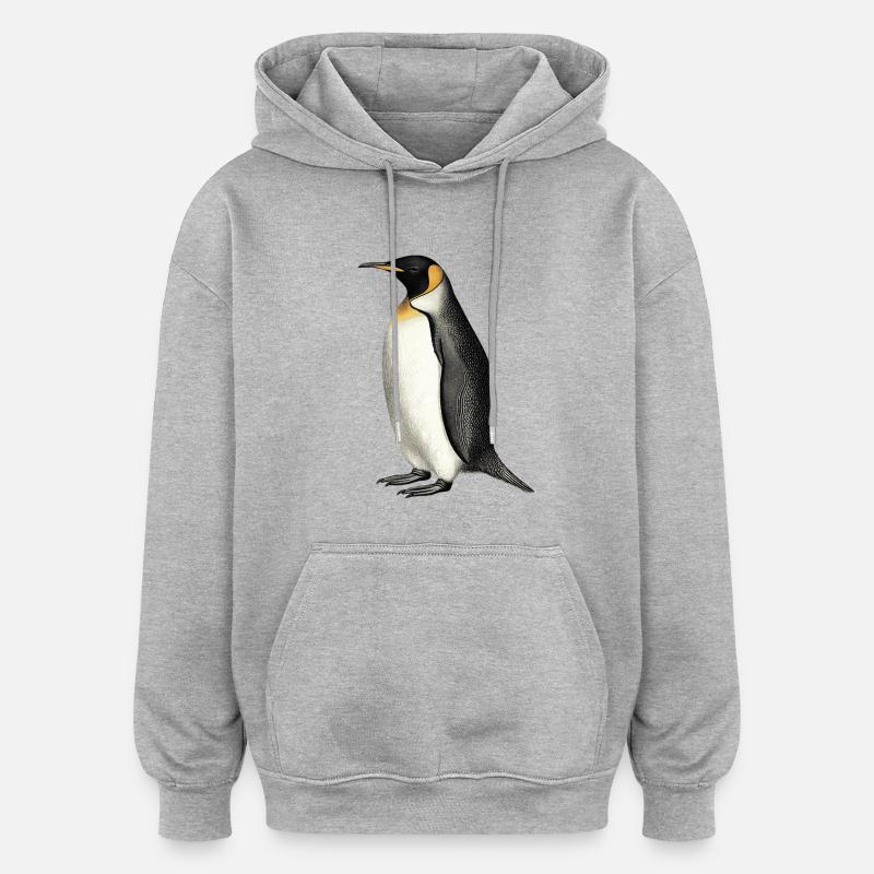 Pingouin - Sweat à capuche oversize unisexe - gris chiné