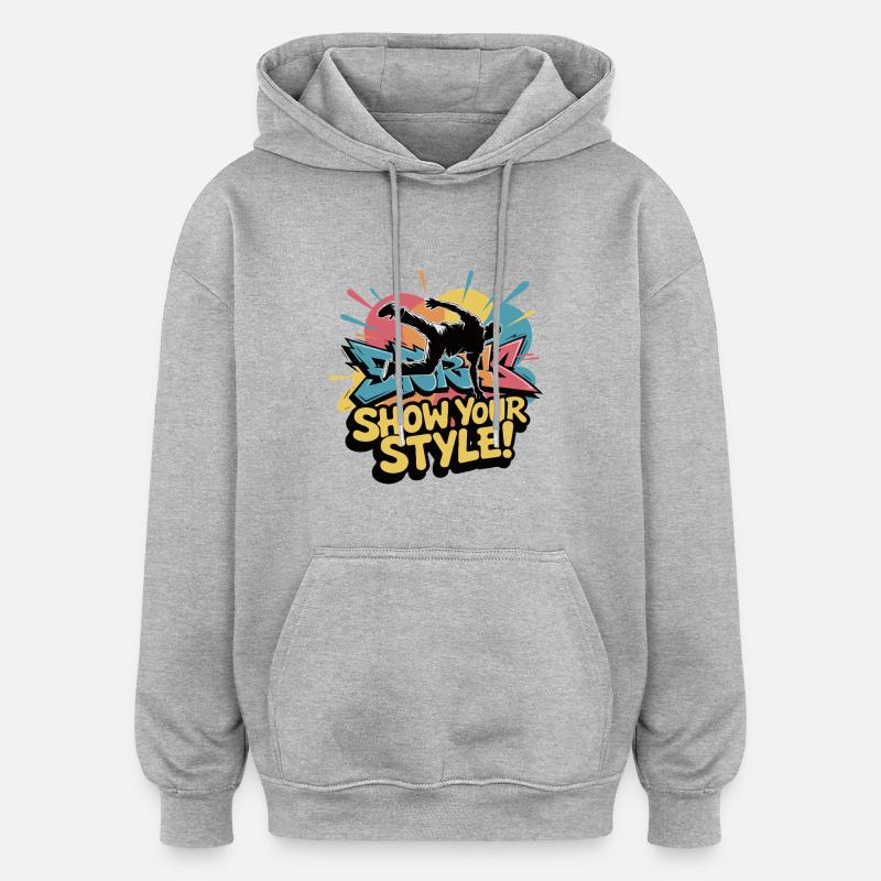 BREAKDANCERS - Sweat à capuche oversize unisexe - gris chiné