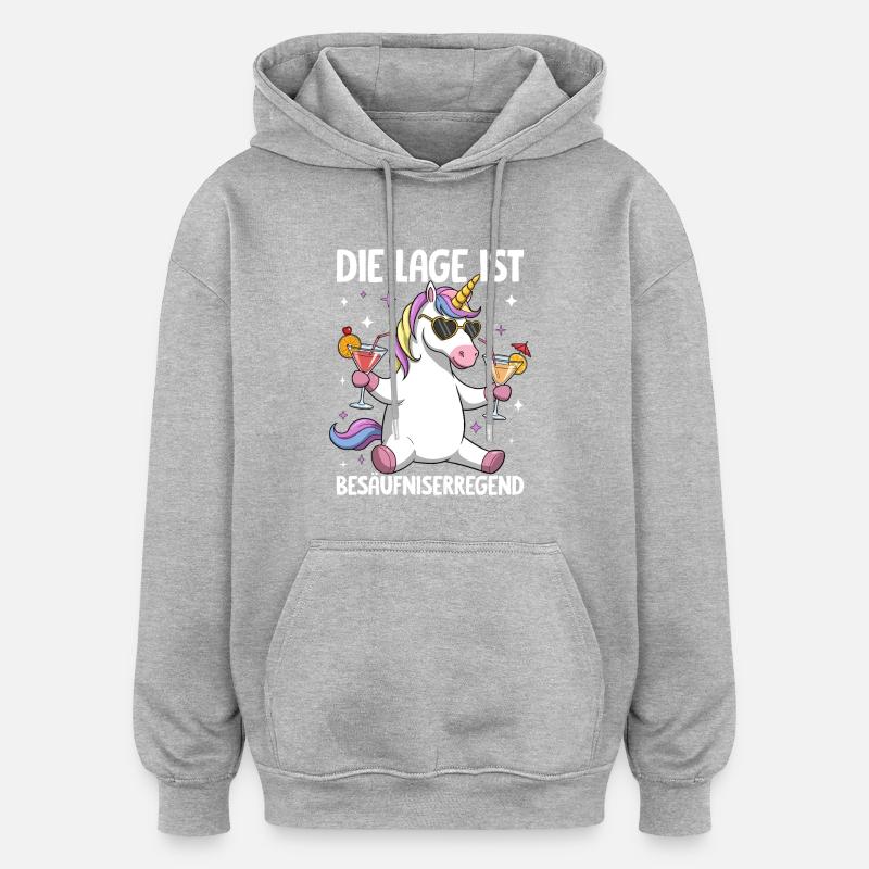 The situation is drunkenness - Oversized Unisex Hoodie - heather grey