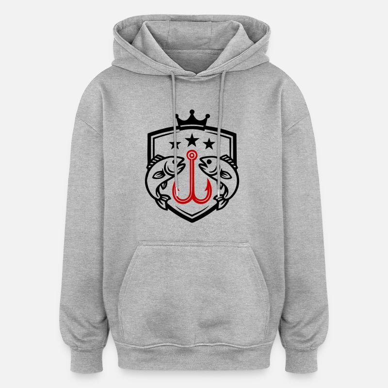 Hameçon Icône de poisson - Sweat à capuche oversize unisexe - gris chiné