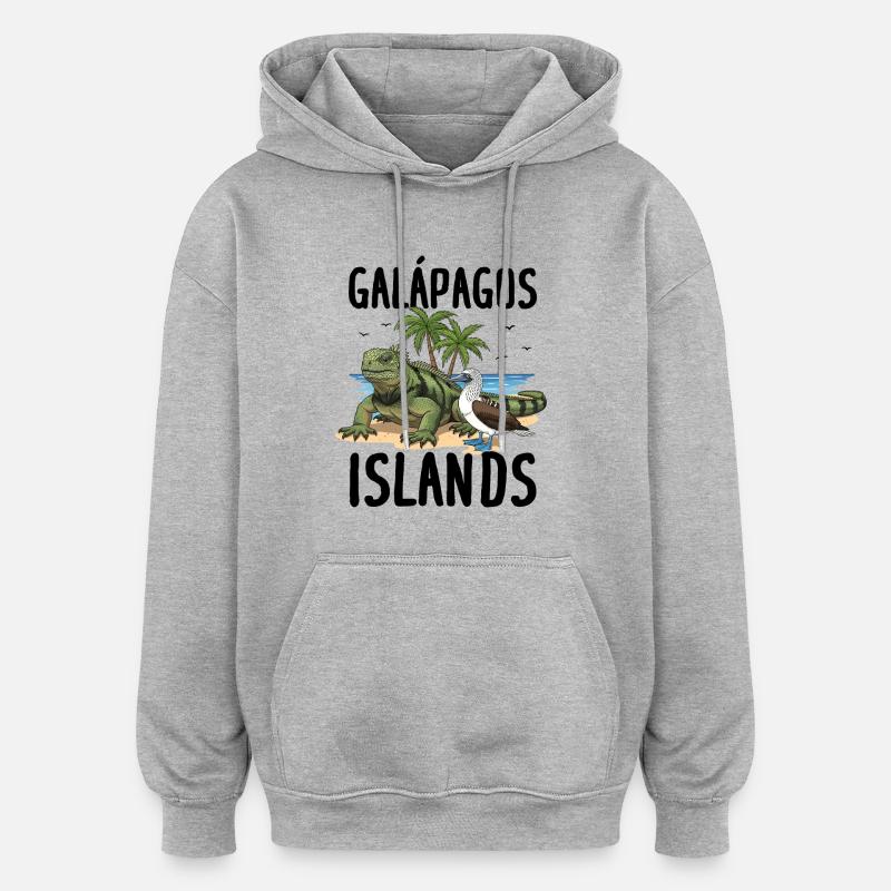 Îles Galapagos - Sweat à capuche oversize unisexe - gris chiné
