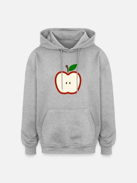 Half Apple Fruit Illustration - Oversized Unisex Hoodie - heather grey