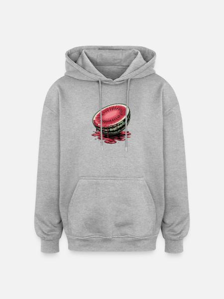 Pastèque juteuse – été, soleil, fraîcheur - Sweat à capuche oversize unisexe - gris chiné