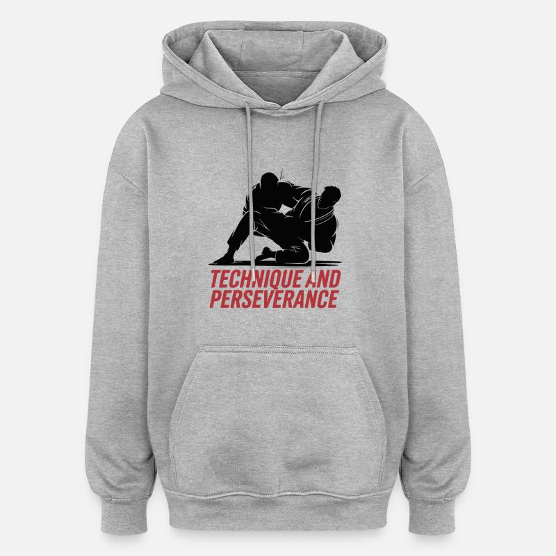TECHNIQUE AND PERSEVERANCE - Oversized Unisex Hoodie - heather grey