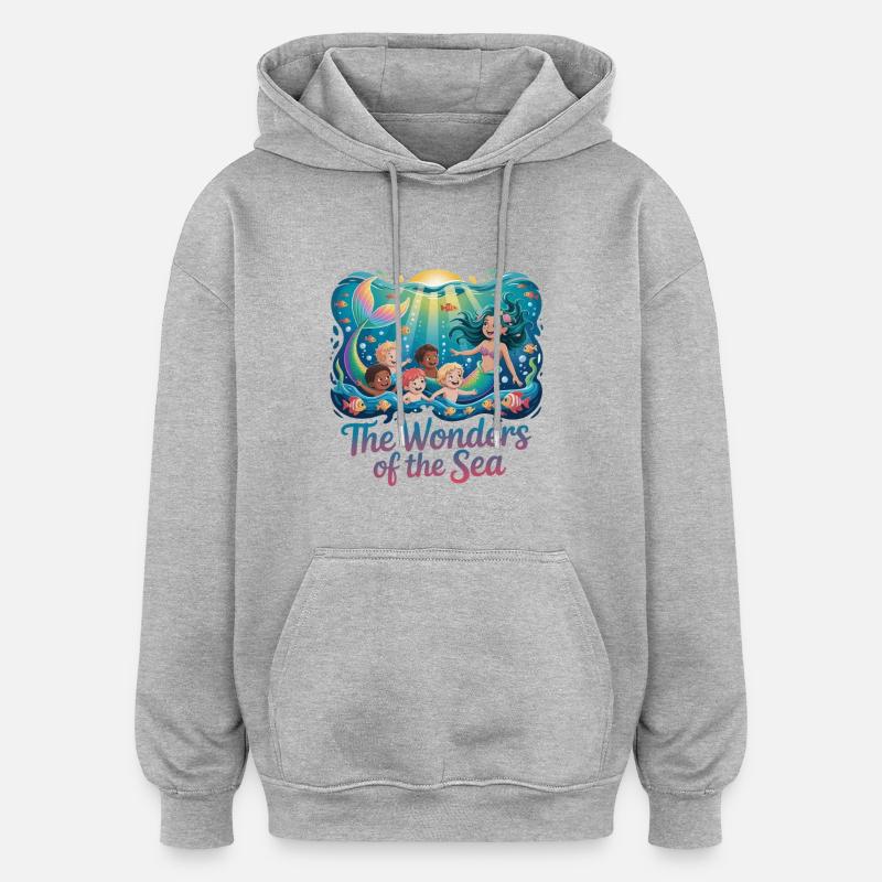 MERVEILLES DE LA MER - Sweat à capuche oversize unisexe - gris chiné