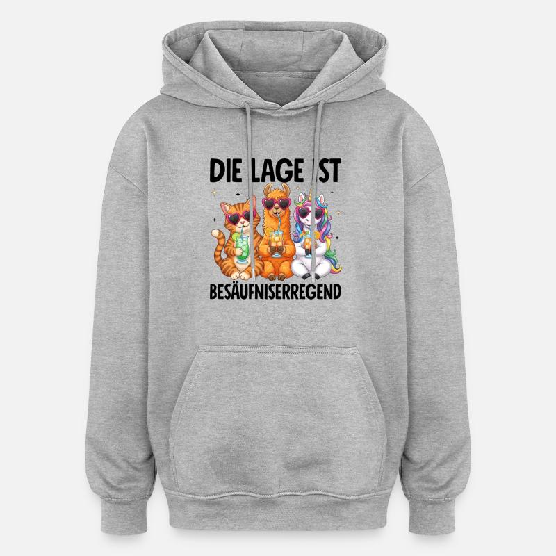 Die Lage Ist Besäufniserregend - Oversized Unisex Hoodie - Grau meliert