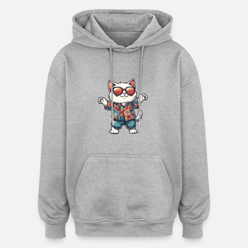 Katze Comic Urlaub - Oversized Unisex Hoodie - Grau meliert