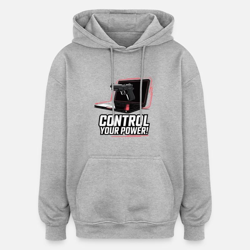 CONTRÔLEZ VOTRE PUISSANCE - Sweat à capuche oversize unisexe - gris chiné