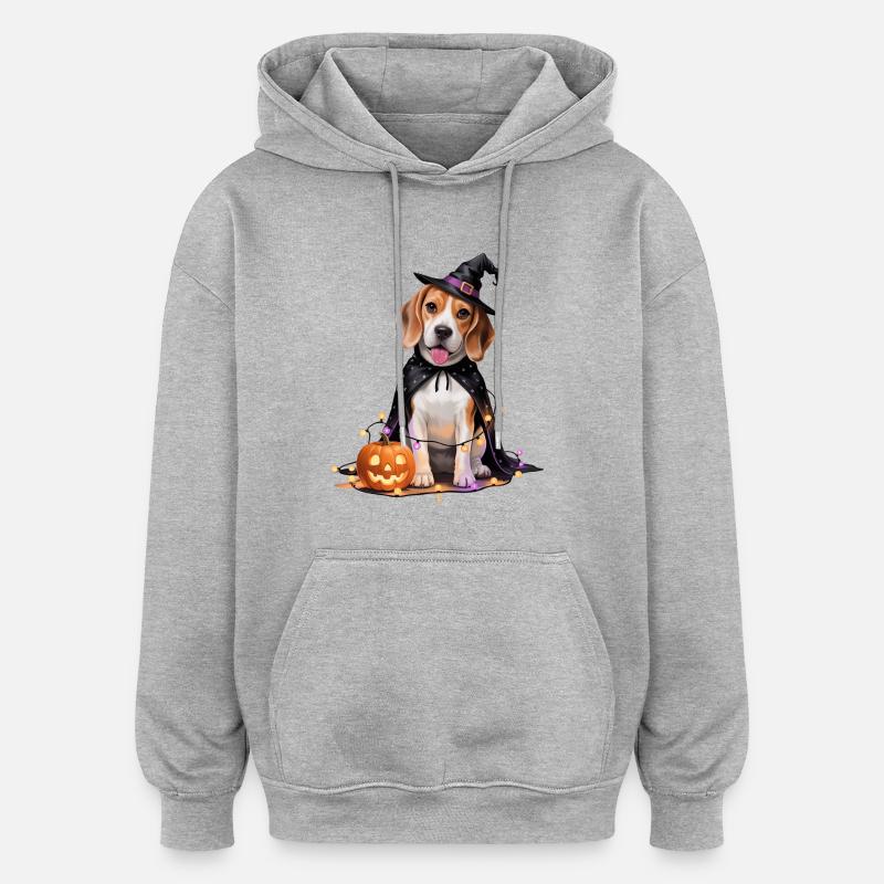 Beagle Chien Halloween - Sweat à capuche oversize unisexe - gris chiné