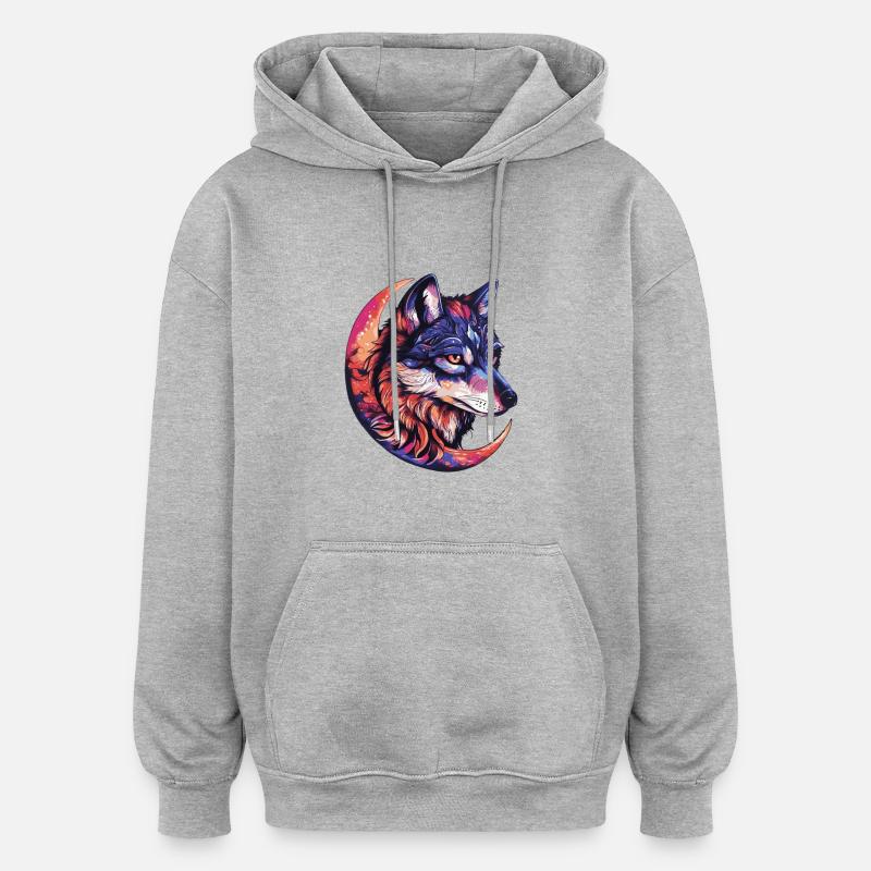 Wolf Moon - Oversized Unisex Hoodie - heather grey