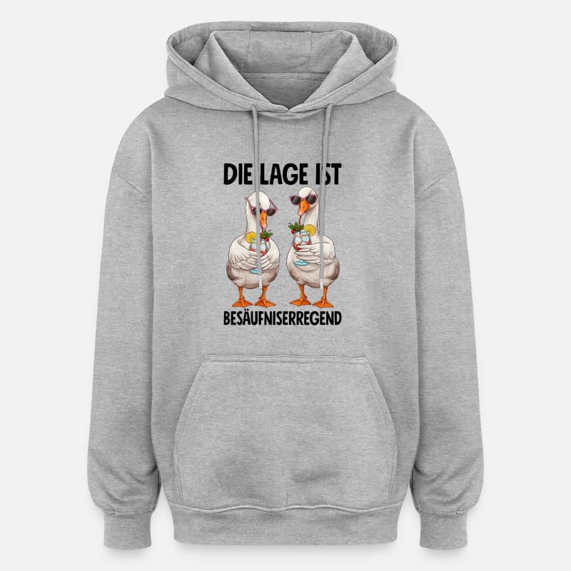 Die Lage Ist Besäufniserregend - Oversized Unisex Hoodie - Grau meliert